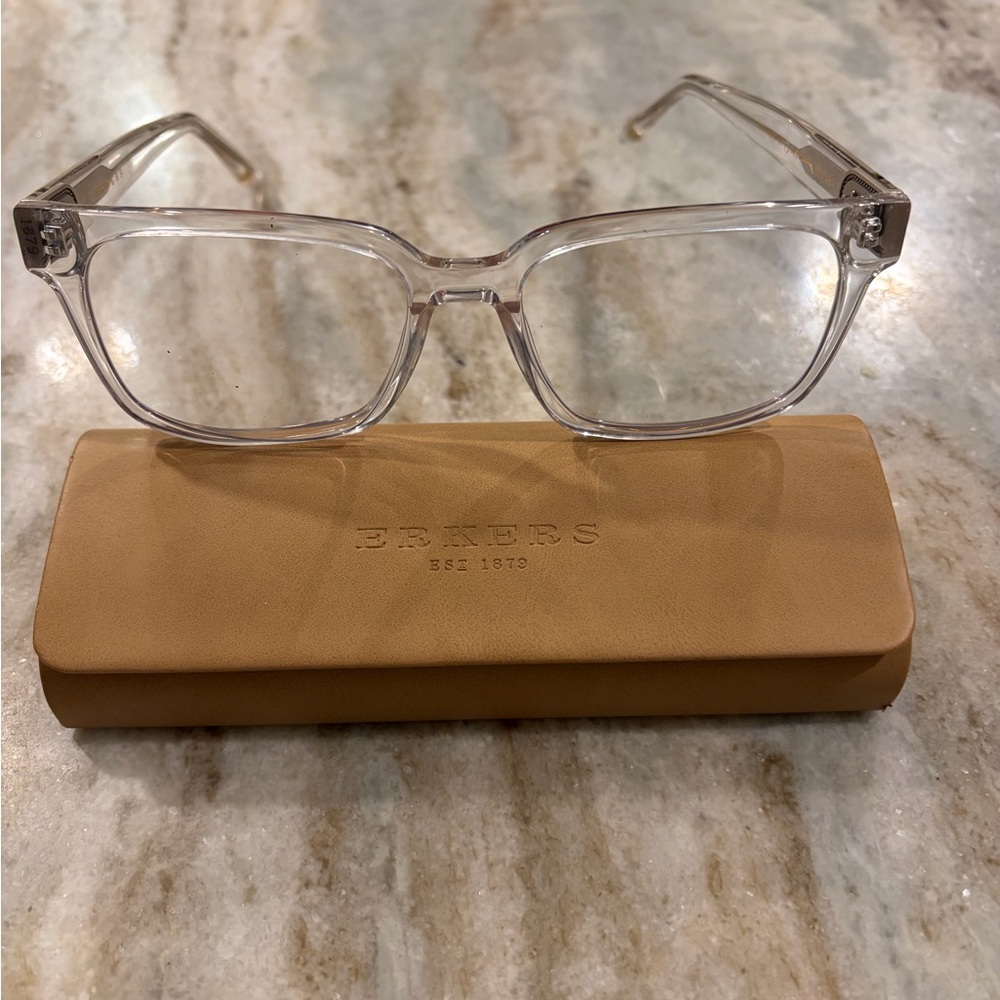 Erkers Classic Clear Glasses with Tan Case, model Pagedale